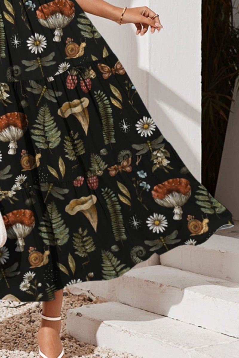 FAM - FAM Tiered Printed Square Neck Cami Dress - Vacation Dress