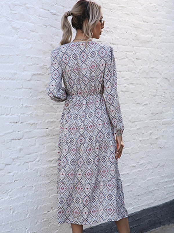 Fashion women's long - sleeved bottoming wild dress - Day Dress