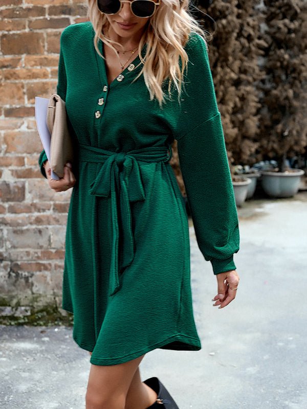 Fashion women's new long sleeve knitted skirt - Sweater Dress