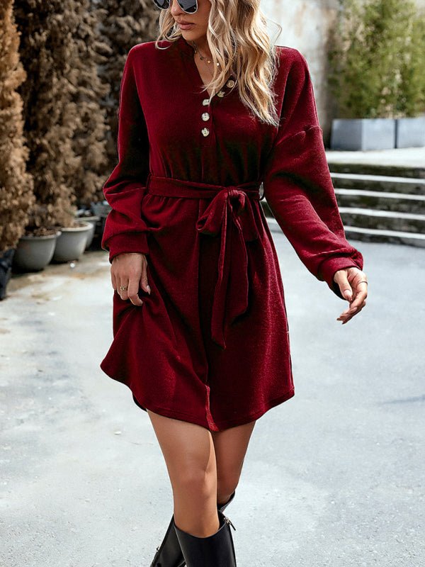 Fashion women's new long sleeve knitted skirt - Sweater Dress