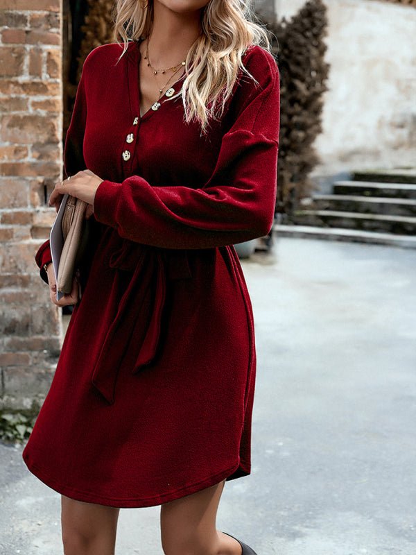 Fashion women's new long sleeve knitted skirt - Sweater Dress