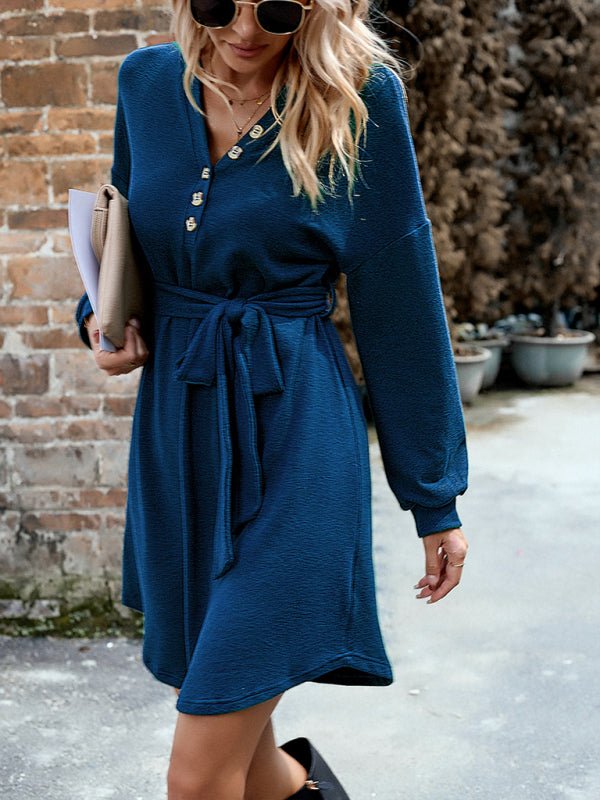 Fashion women's new long sleeve knitted skirt - Sweater Dress