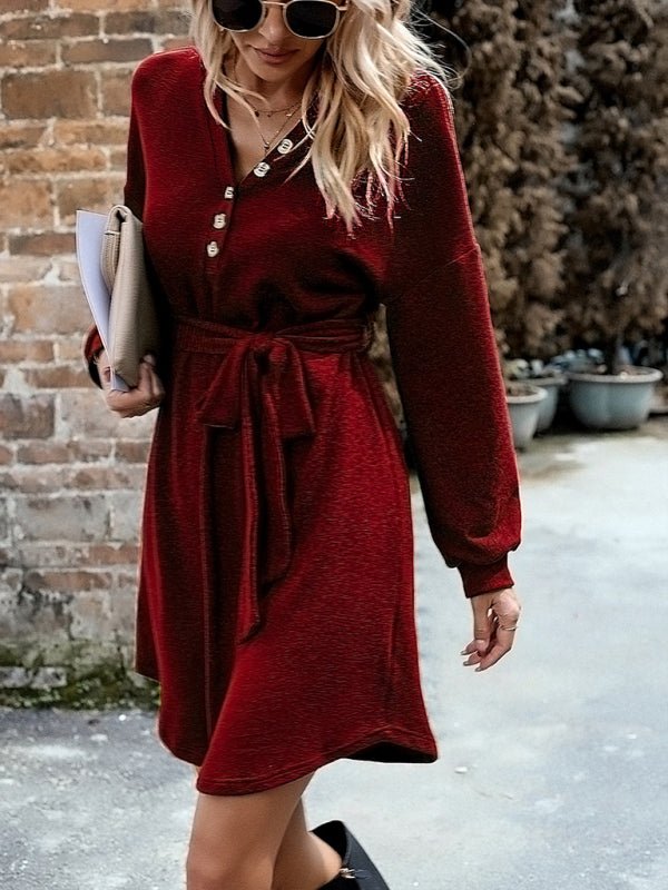Fashion women's new long sleeve knitted skirt - Sweater Dress