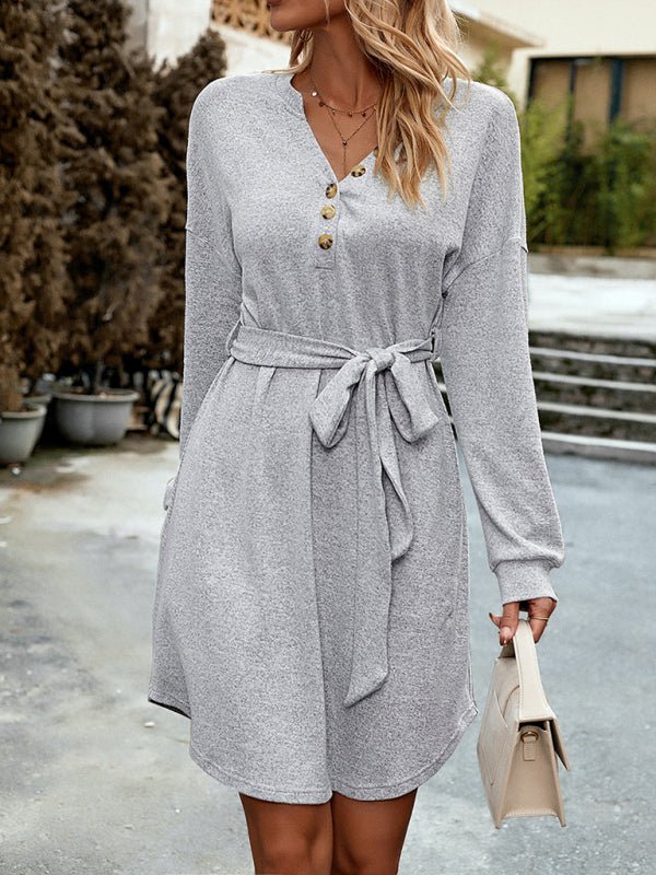 Fashion women's new long sleeve knitted skirt - Sweater Dress