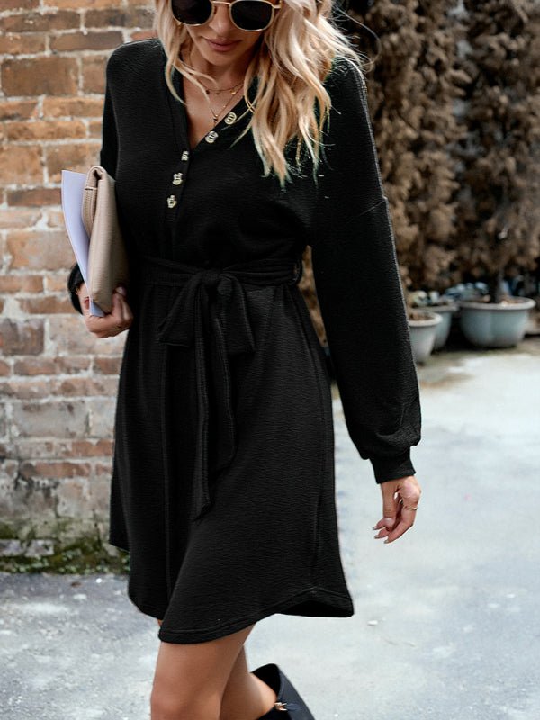 Fashion women's new long sleeve knitted skirt - Sweater Dress