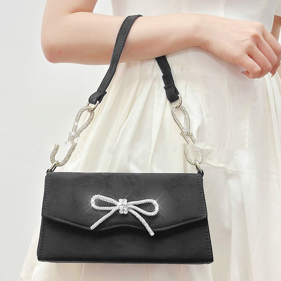 Shiny Bow Rhinestone Women Bag High-grade French Style