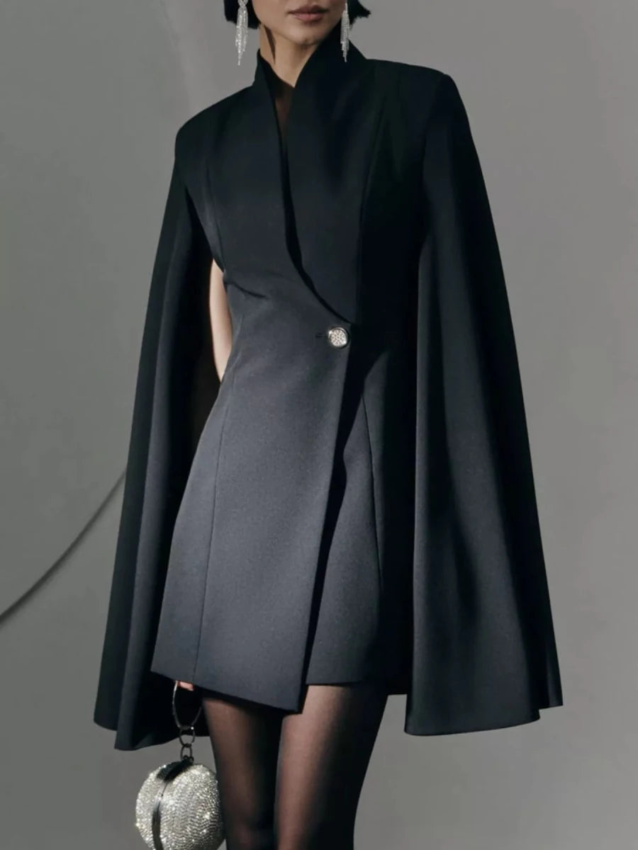 Fitted Blazer Dress with Cape Sleeves - 