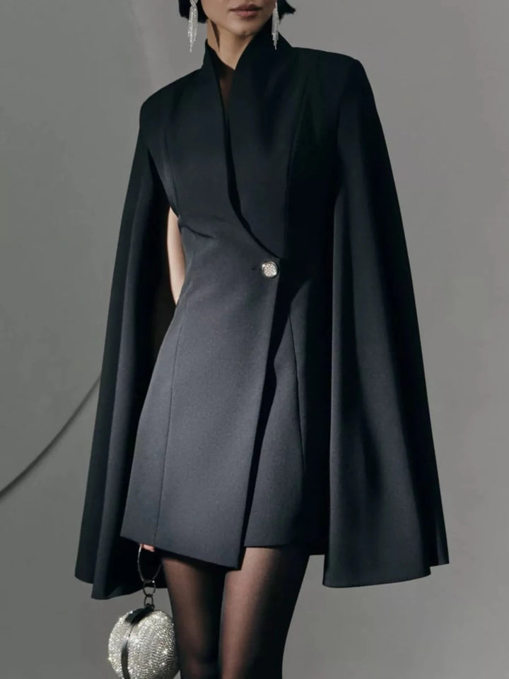 Fitted Blazer Dress with Cape Sleeves - 