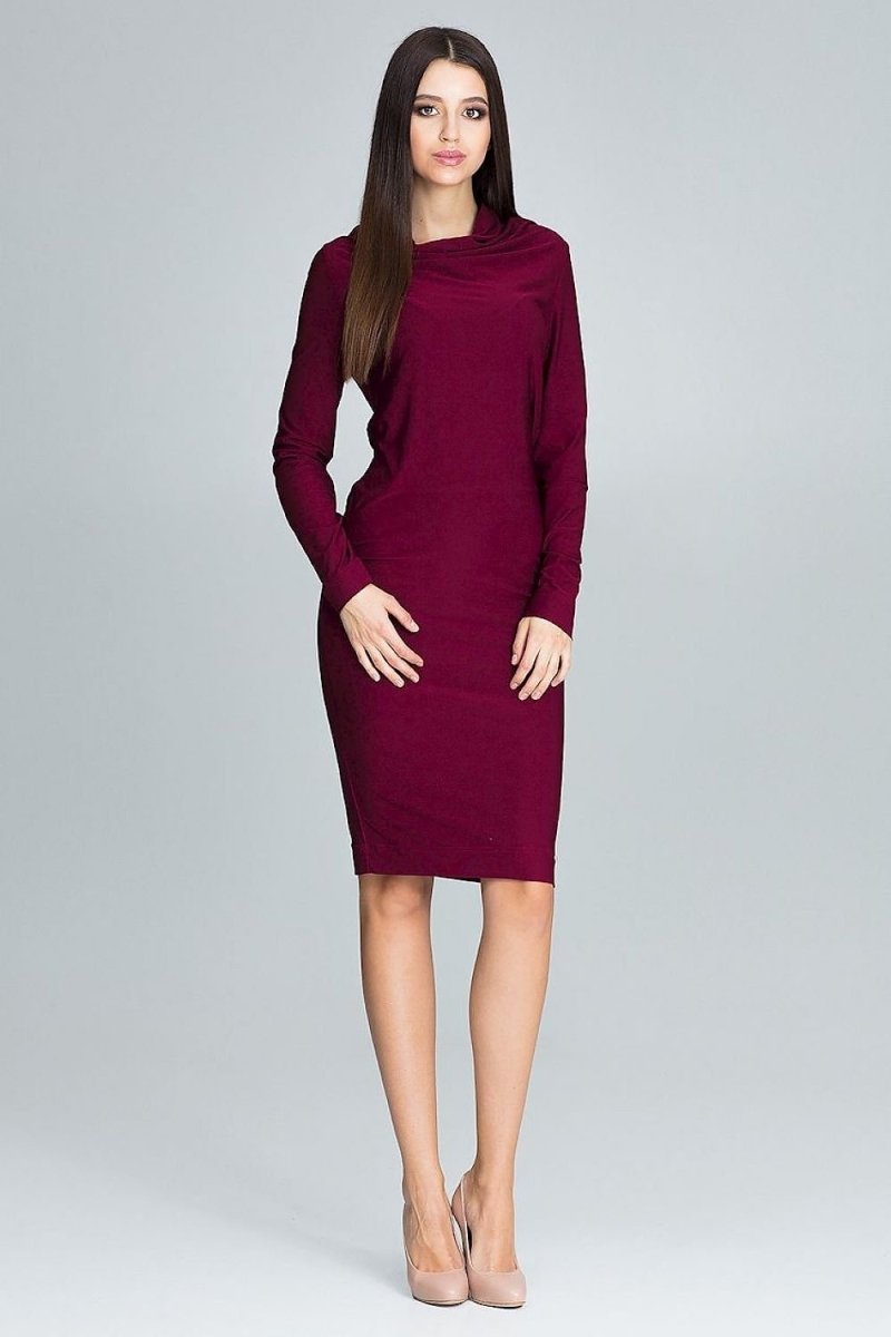 Fitted Lightweight Dress with Long Sleeves & Loose Neckline – Elegant for Every Occasion - Day Dress