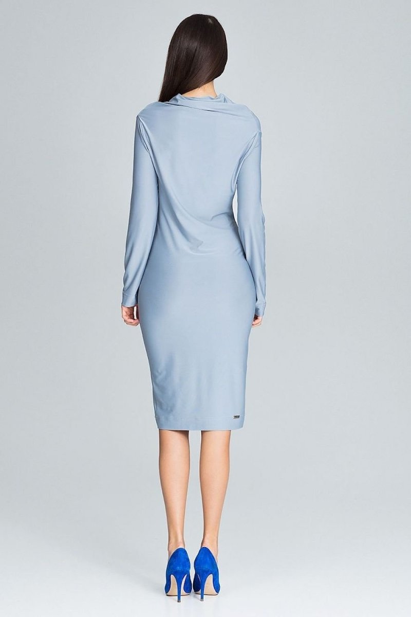 Fitted Lightweight Dress with Long Sleeves & Loose Neckline – Elegant for Every Occasion - Day Dress