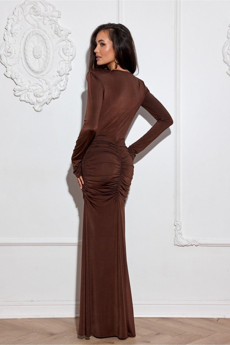 Fitted Long Dress with Slit - 
