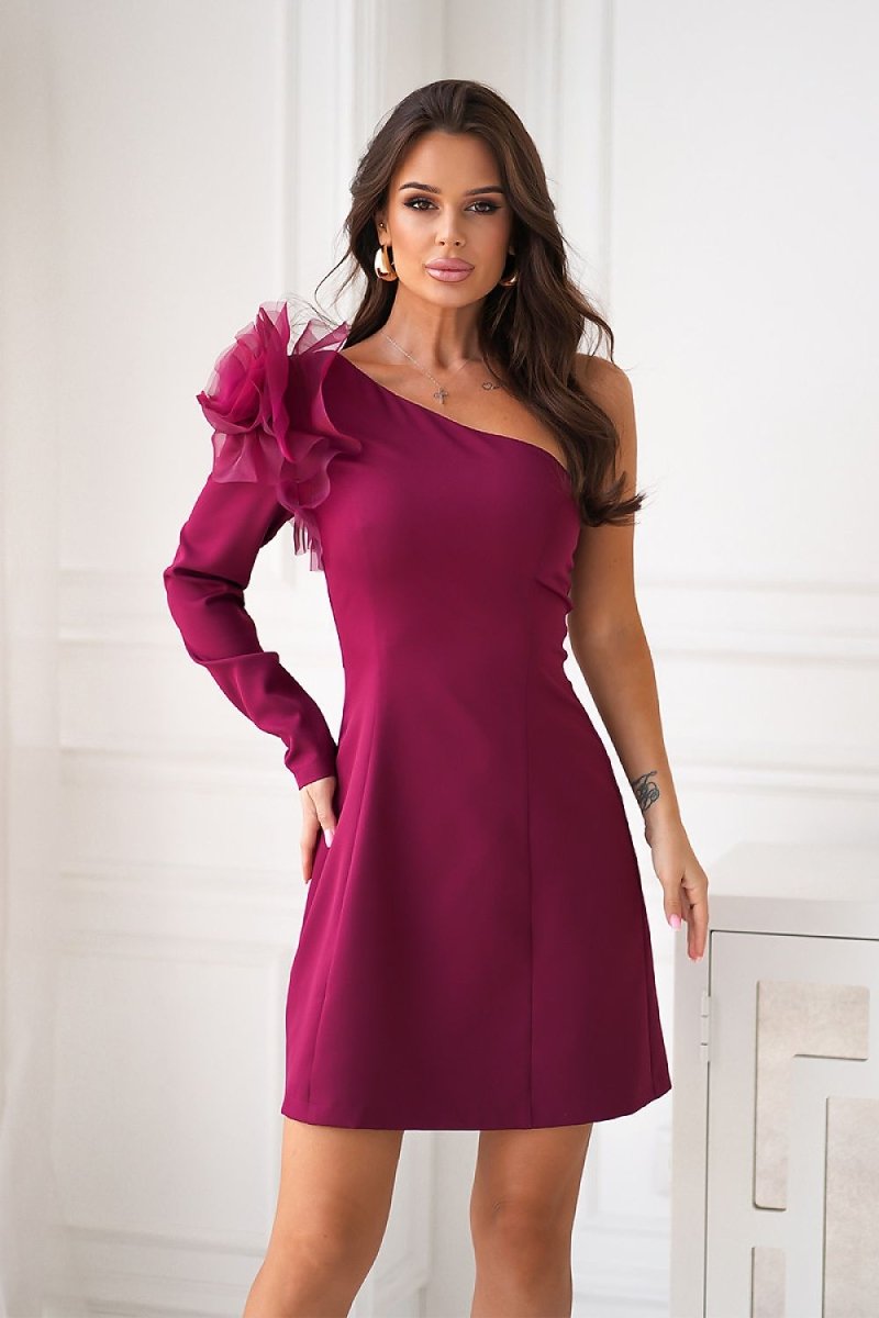 Fitted Mini Dress with Rose - 