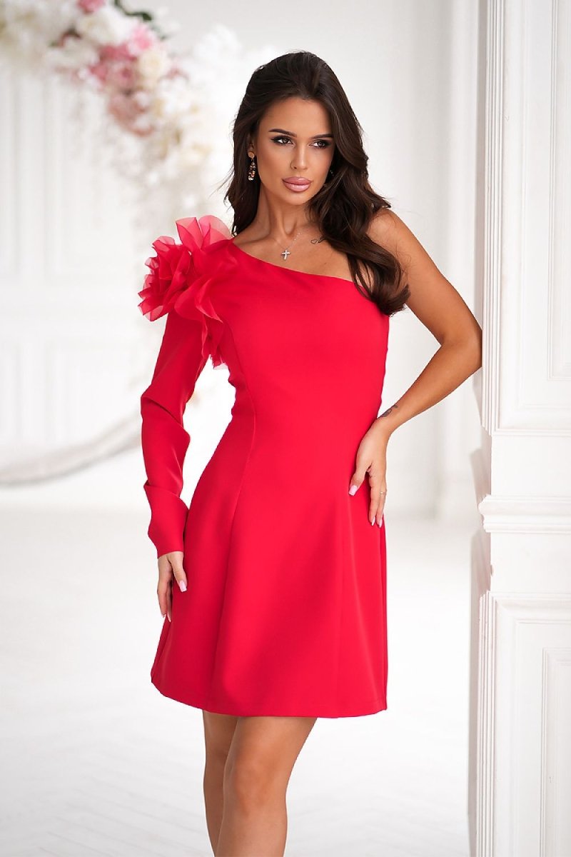 Fitted Mini Dress with Rose - 