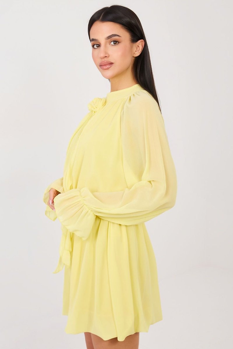 Flared Cocktail Dress with Rose Detail - 