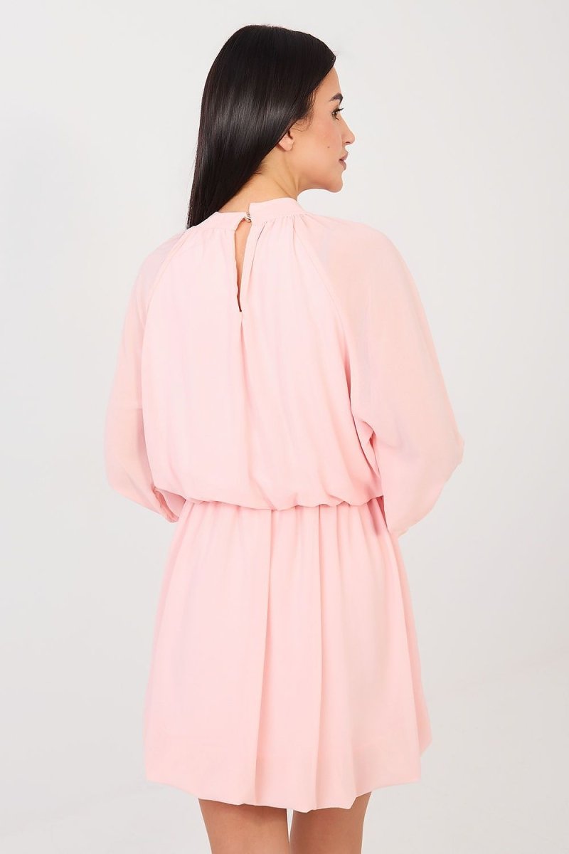 Flared Cocktail Dress with Rose Detail - 