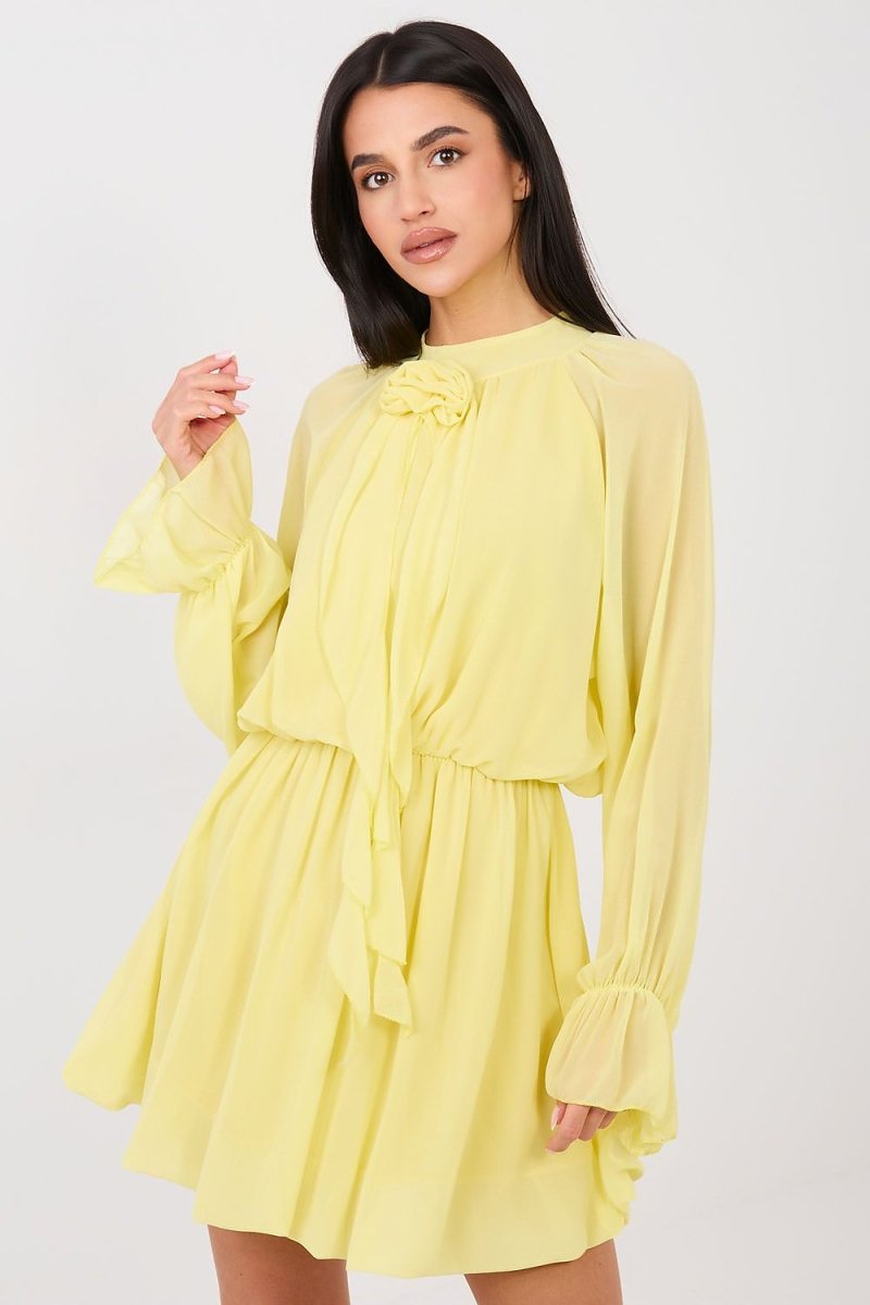 Flared Cocktail Dress with Rose Detail - 