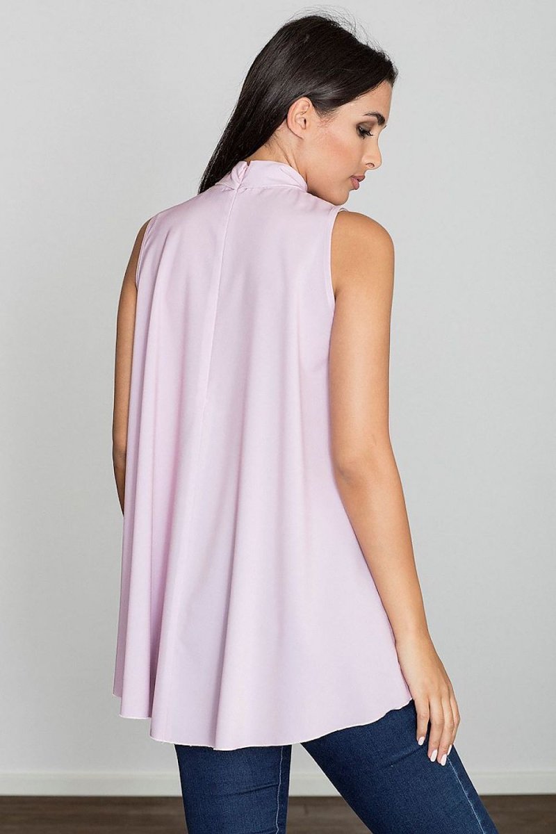 Flared Off - Shoulder Blouse with Decorative Front Ties & Hidden Zipper - Top