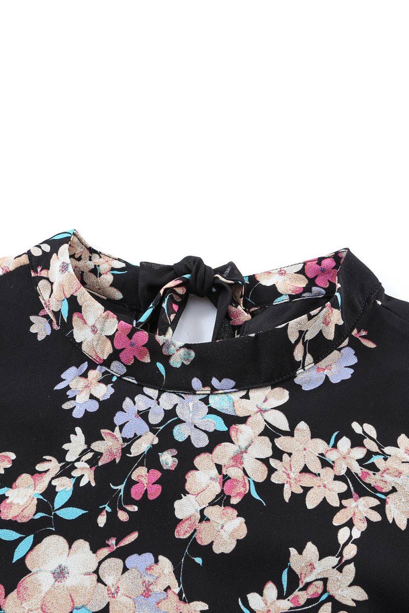 Floral Mock Neck Lace Top - 