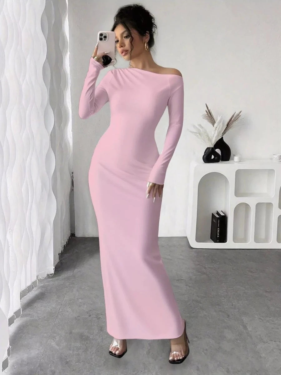 Floral One Shoulder Maxi Dress - 