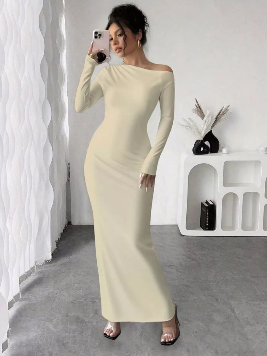 Floral One Shoulder Maxi Dress - 