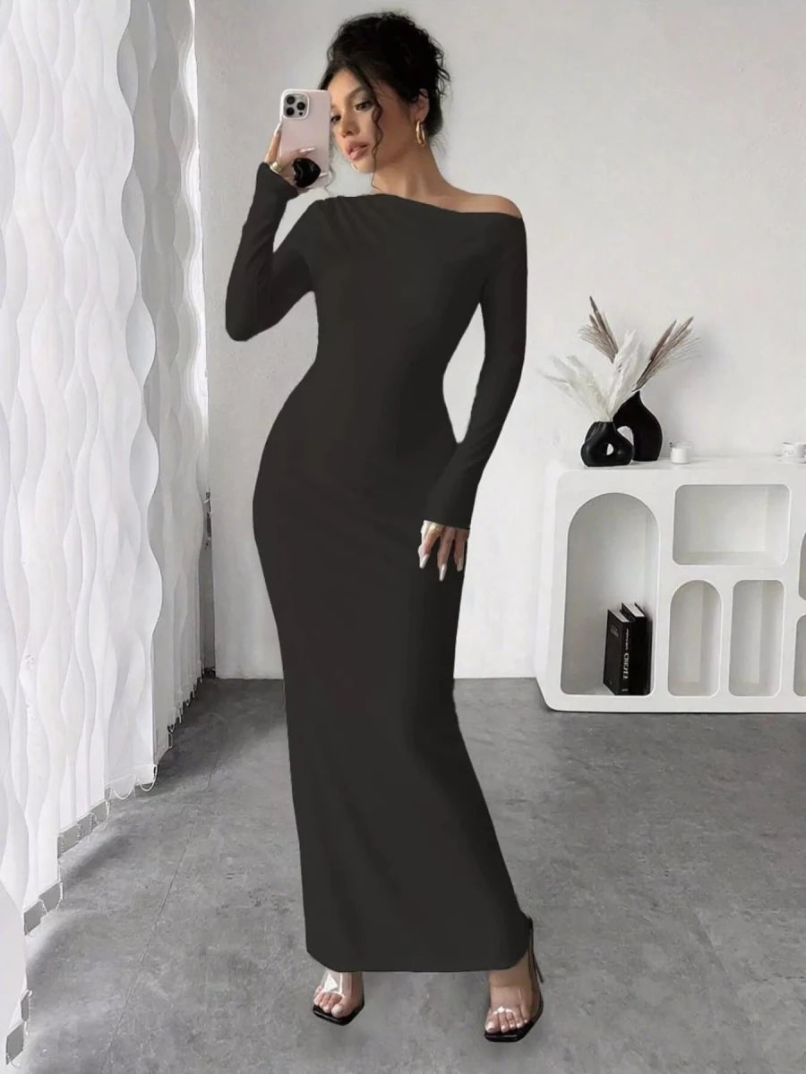 Floral One Shoulder Maxi Dress - 