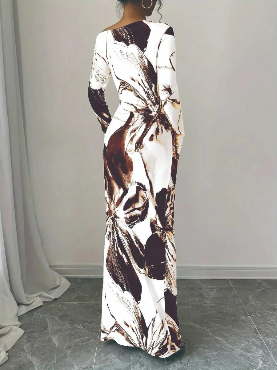 Floral One Shoulder Maxi Dress - 