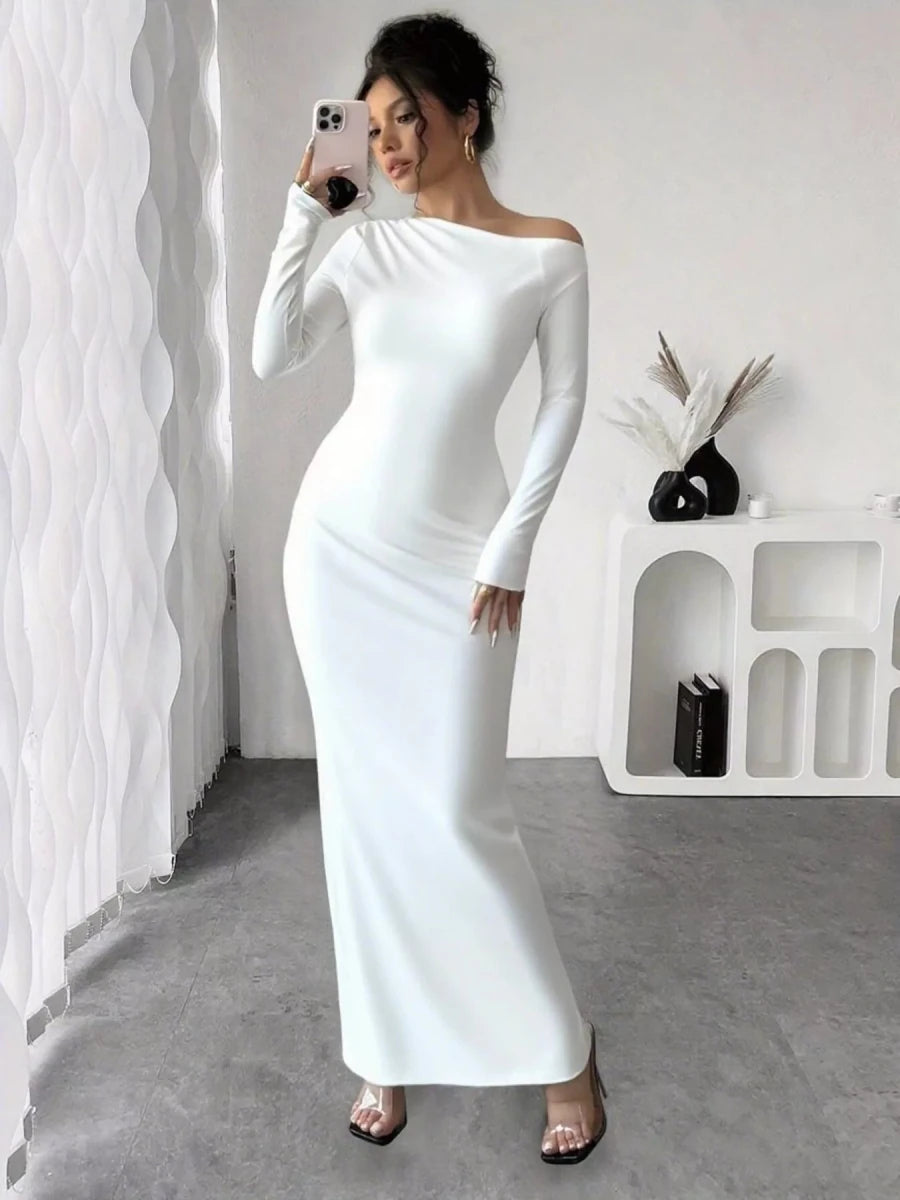 Floral One Shoulder Maxi Dress - 