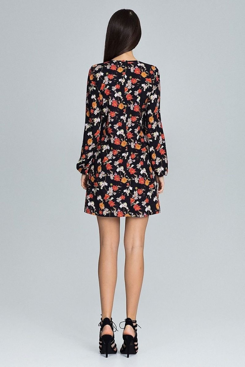 Floral Pattern Dress with Long Creased Sleeves – Light, Airy & Feminine - Day Dress