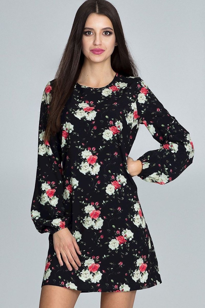 Floral Pattern Dress with Long Creased Sleeves – Light, Airy & Feminine - Day Dress