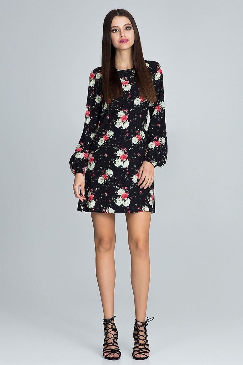 Floral Pattern Dress with Long Creased Sleeves – Light, Airy & Feminine - Day Dress