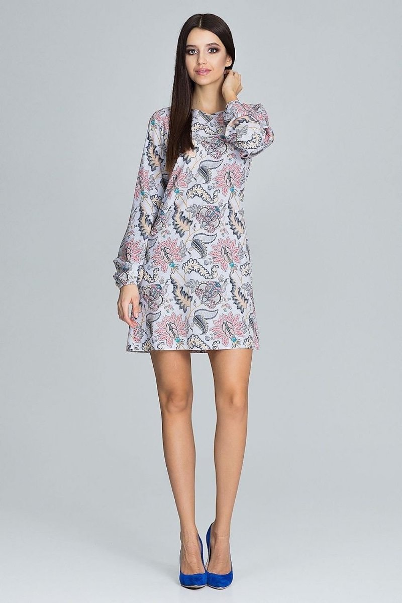 Floral Pattern Dress with Long Creased Sleeves – Light, Airy & Feminine - Day Dress