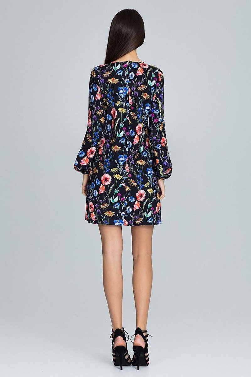 Floral Pattern Dress with Long Creased Sleeves – Light, Airy & Feminine - Day Dress