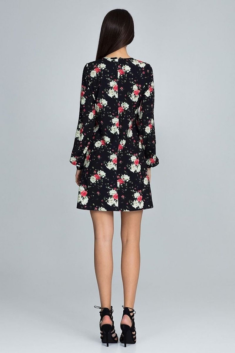 Floral Pattern Dress with Long Creased Sleeves – Light, Airy & Feminine - Day Dress