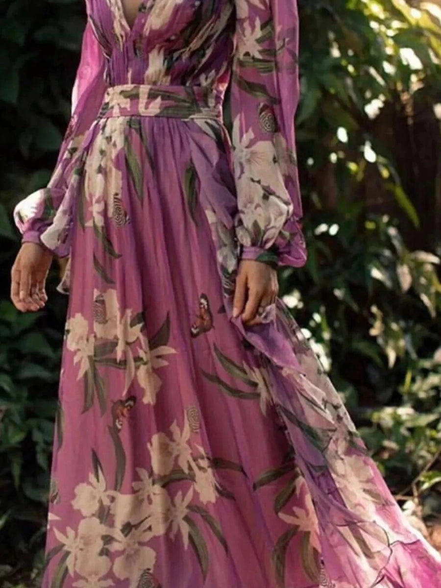 Floral Print Maxi Dress - 