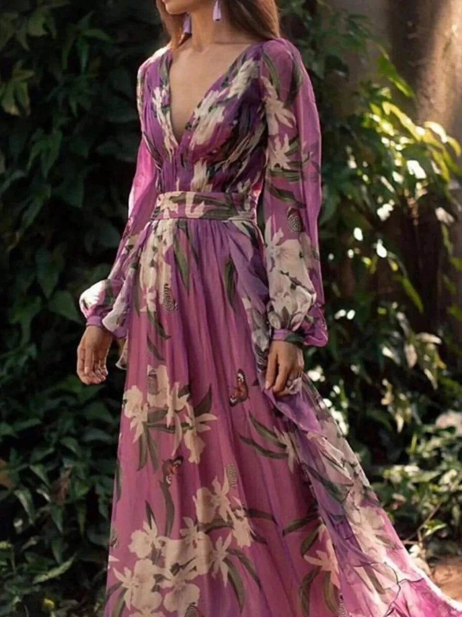 Floral Print Maxi Dress - 