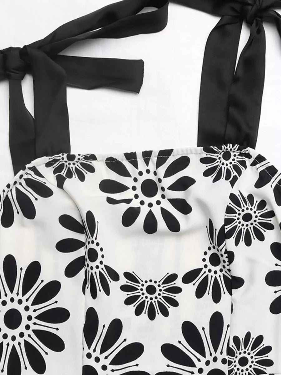 Floral Print Smocked Maxi Dress - 