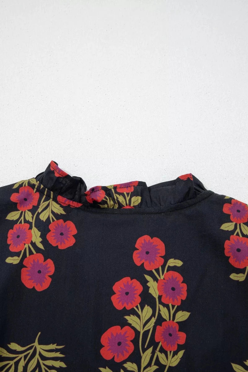 Floral Print Tiered Maxi Dress - 