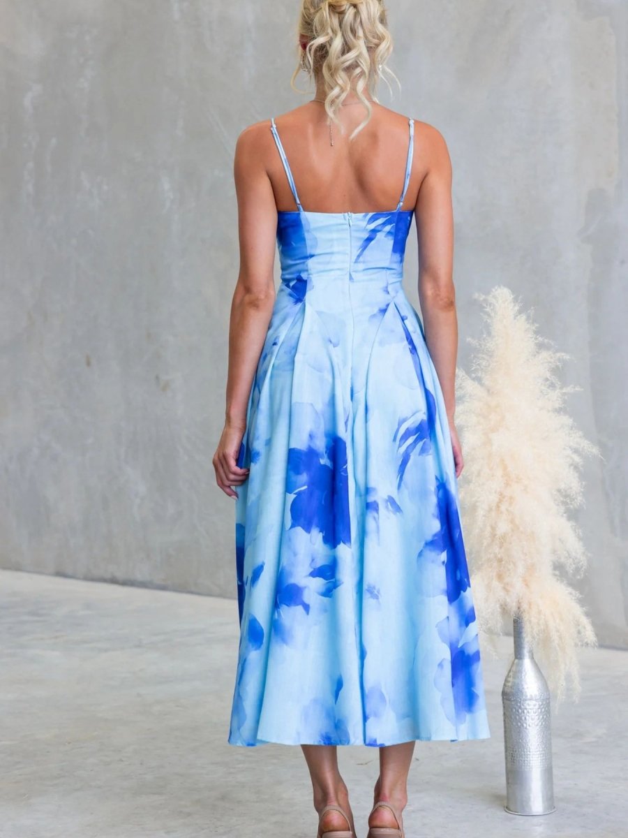 Floral Spaghetti Strap Midi Dress - 