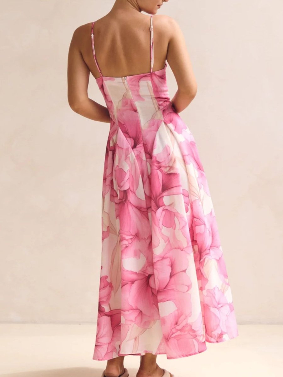 Floral Spaghetti Strap Midi Dress - 