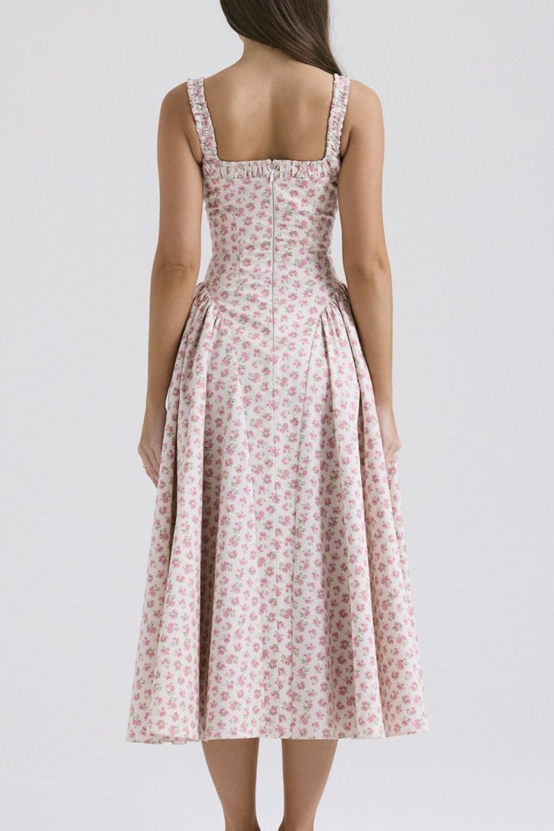Floral Square Neck Wide Strap Midi Dress - New Arrivals