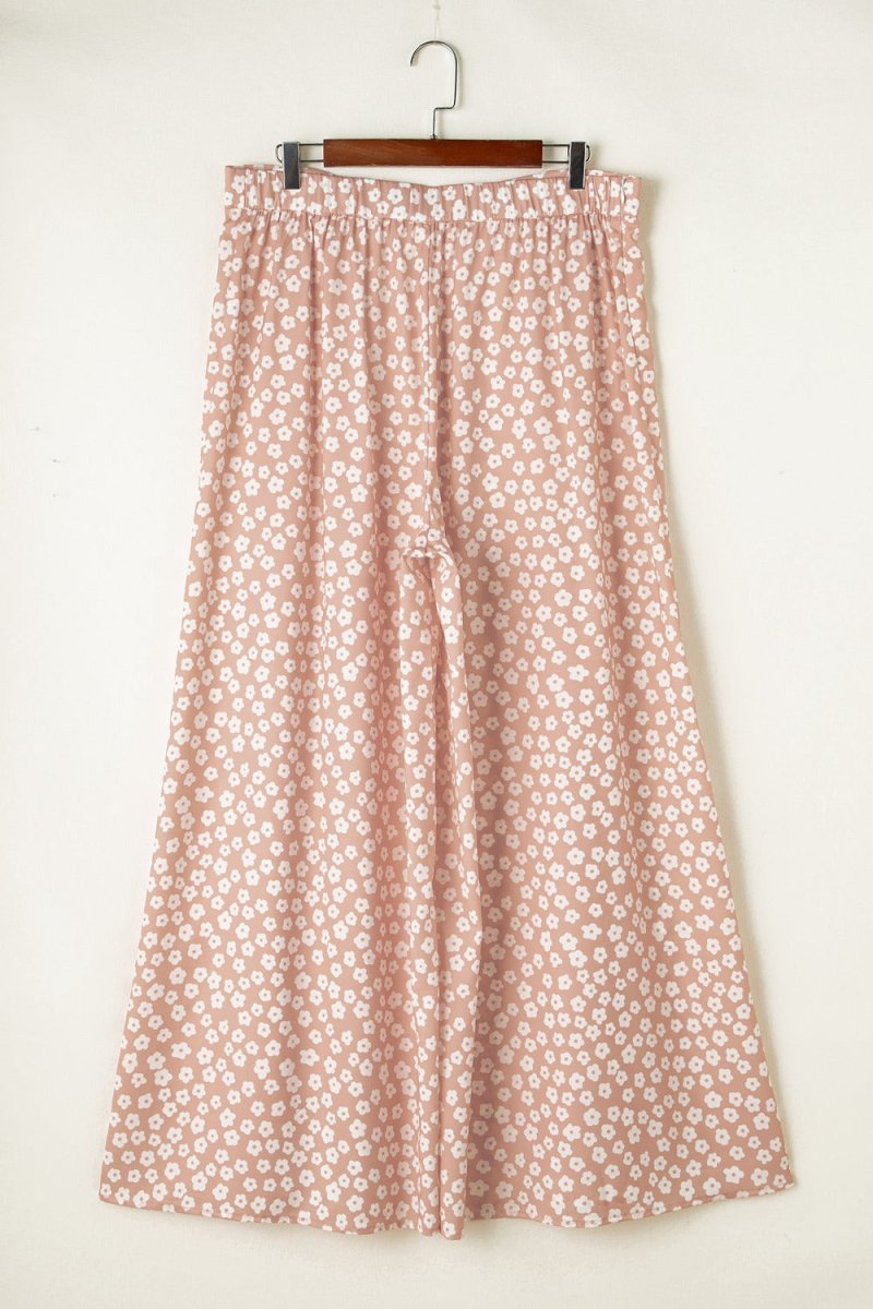 Floral Wide Leg Pants - Bottoms