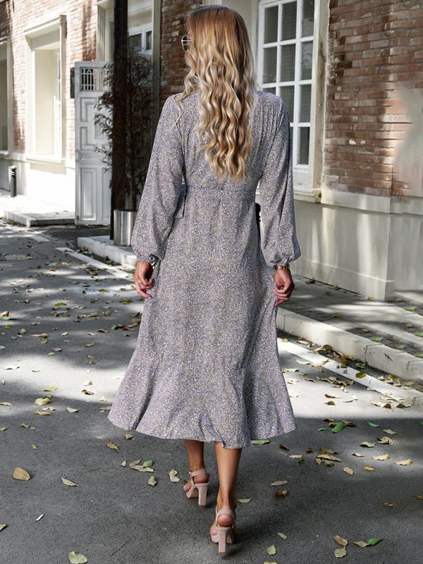 Floral wrap casual resort style strappy full skirt dress - Day Dress