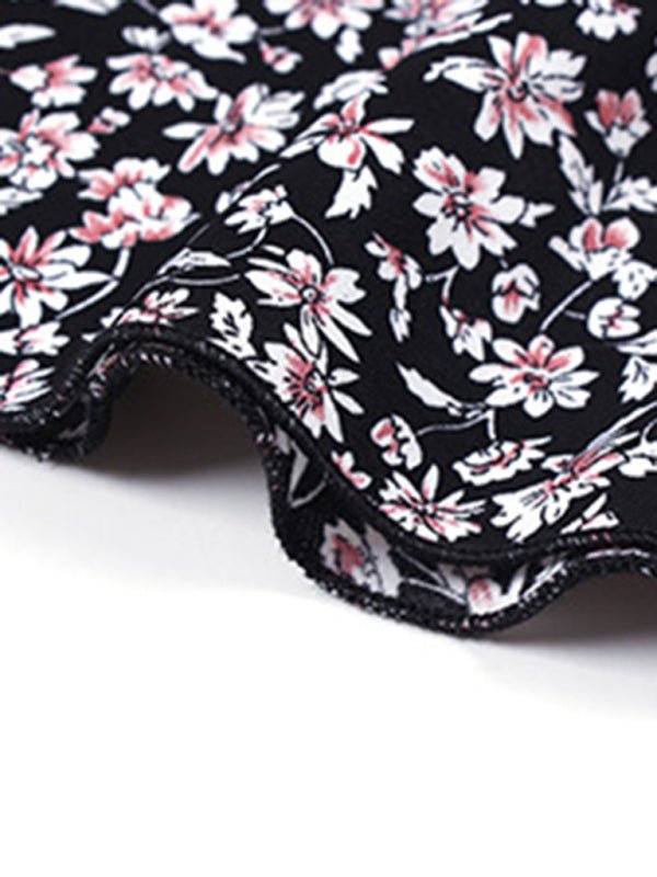 Floral wrap casual resort style strappy full skirt dress - Day Dress
