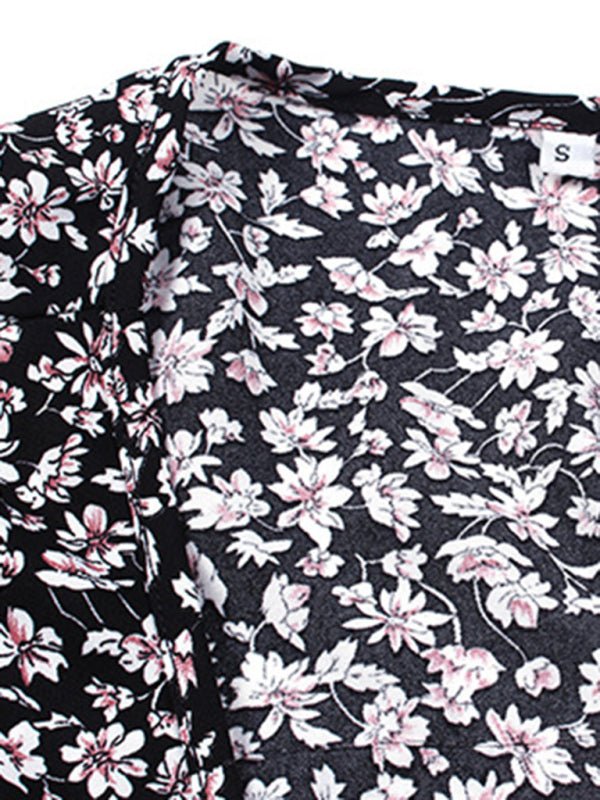 Floral wrap casual resort style strappy full skirt dress - Day Dress