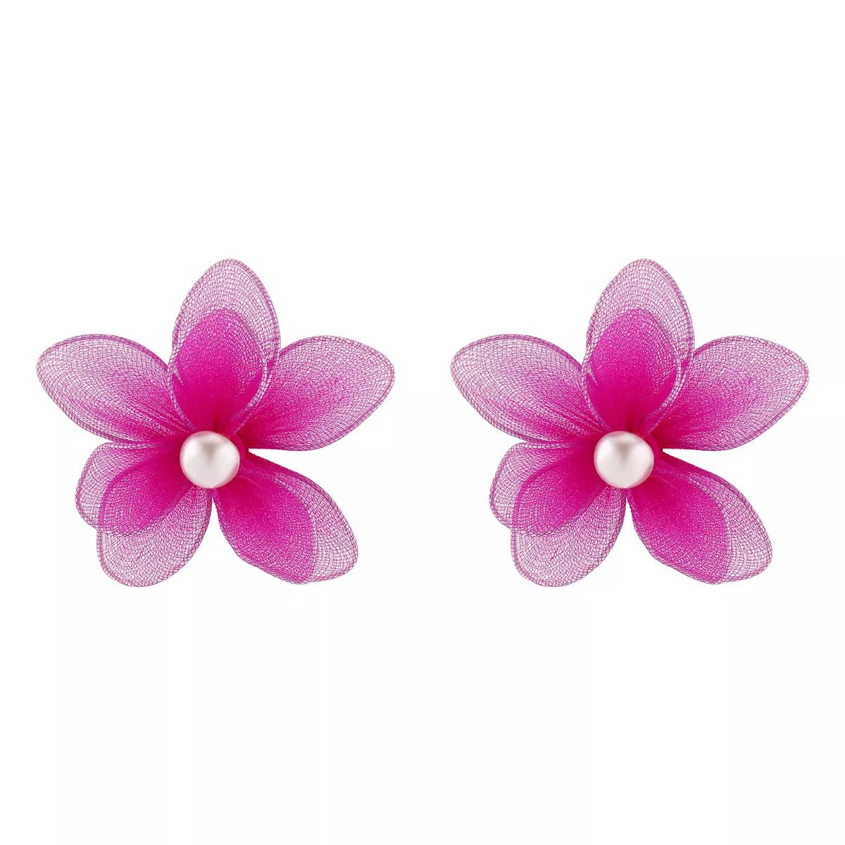 Flower Pearl Stud Earrings - 