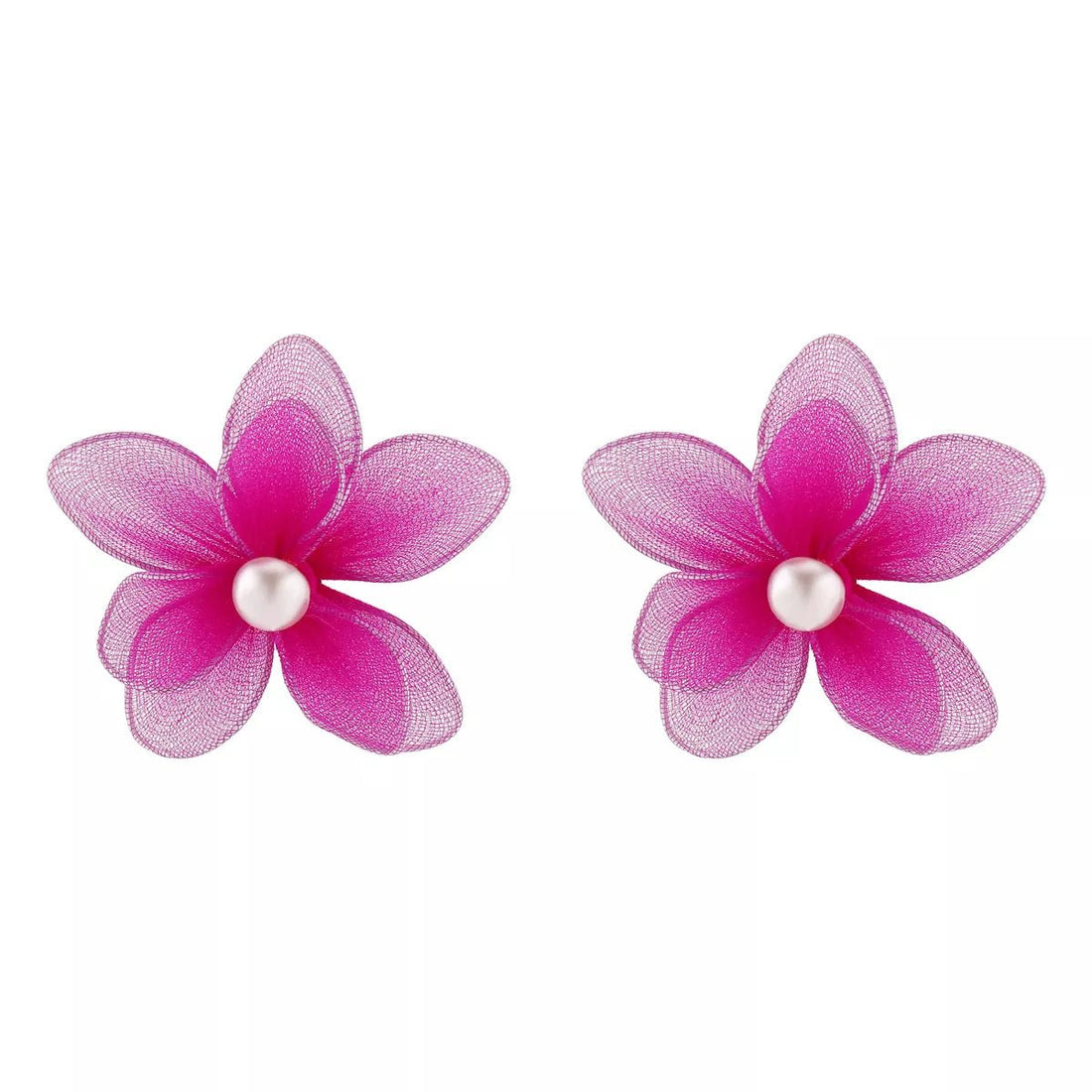Flower Pearl Stud Earrings - 