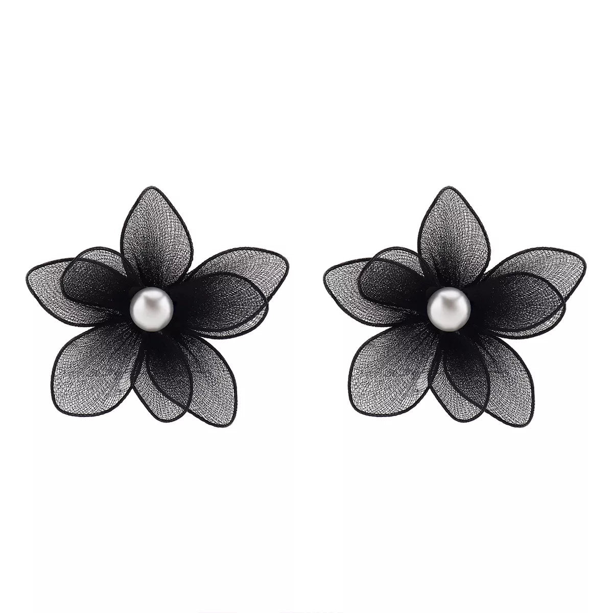 Flower Pearl Stud Earrings - 