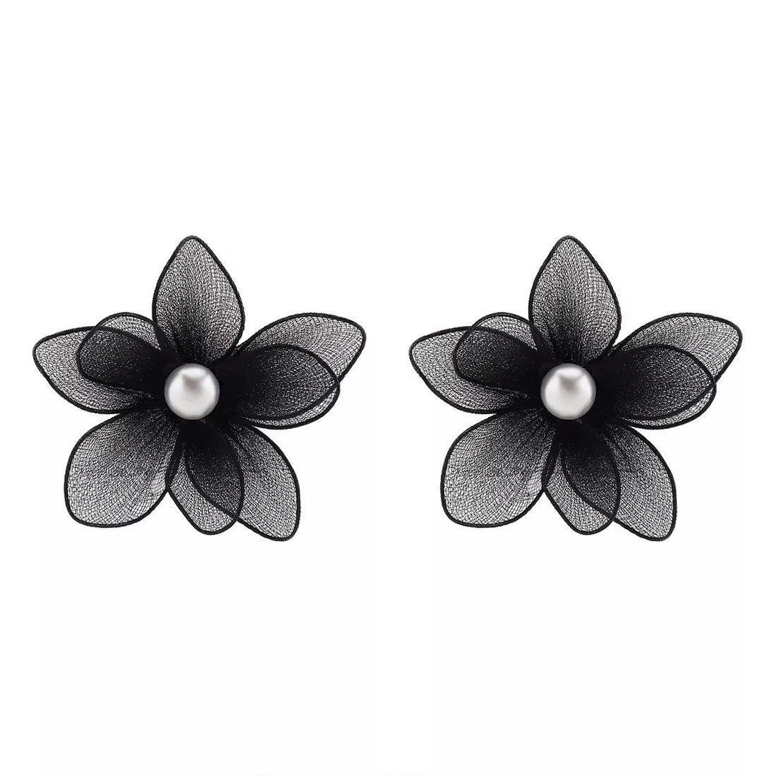 Flower Pearl Stud Earrings - 
