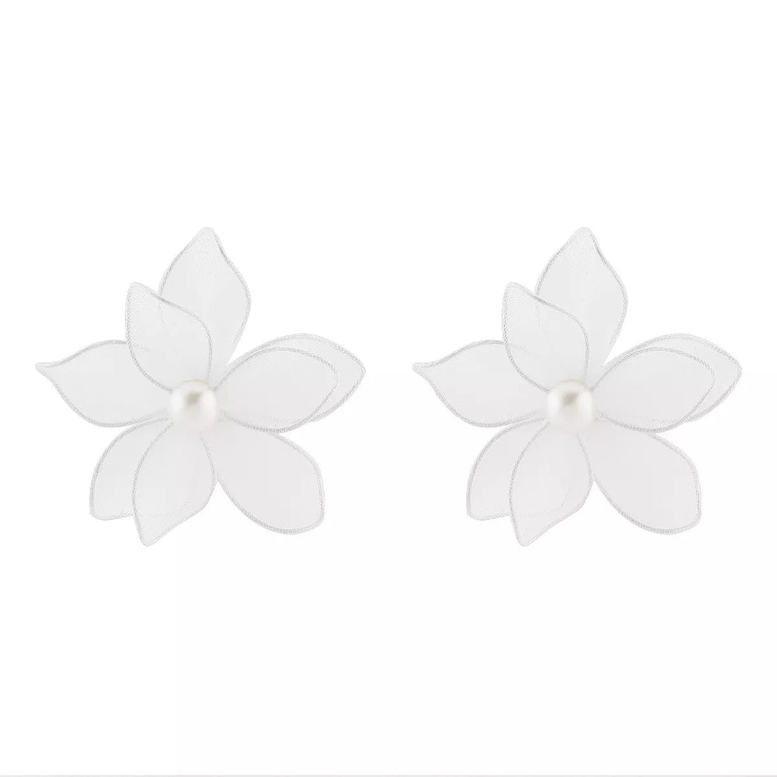 Flower Pearl Stud Earrings - 