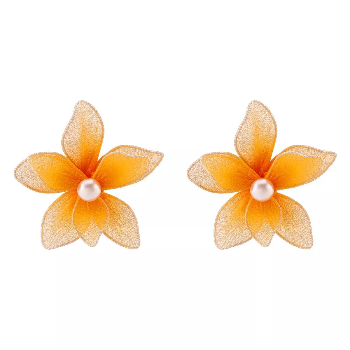 Flower Pearl Stud Earrings - 